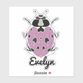Paarse Ladybug met naam Sticker (Vel)