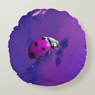 Paarse Ladybug Rond Kussen