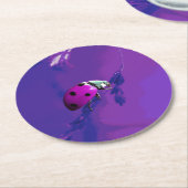 Paarse Ladybug Ronde Kartonnen Onderzetter (Gebogen)