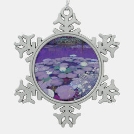 Paarse Lake Dreaming Tin Sneeuwvlok Ornament