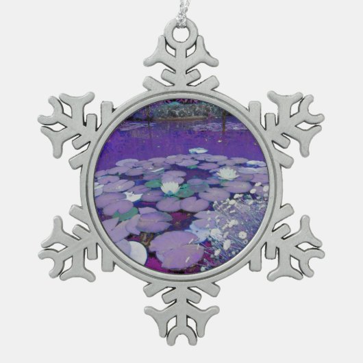 Paarse Lake Dreaming Tin Sneeuwvlok Ornament (Voorkant)
