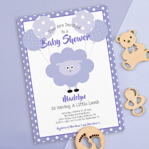 Paarse Lam Geslachtsneutraal Baby shower Modern Sc Kaart