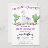 Paarse lama Baby shower Kaart (Voorkant)