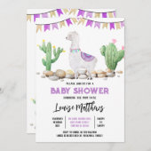 Paarse lama Baby shower Kaart (Voorkant / Achterkant)
