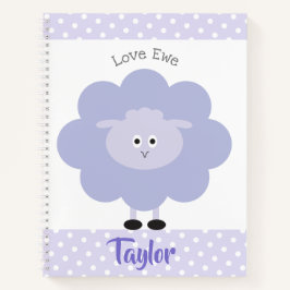 Paarse Lamb Love Ewe Custom Name Script Schattige  Notitieboek