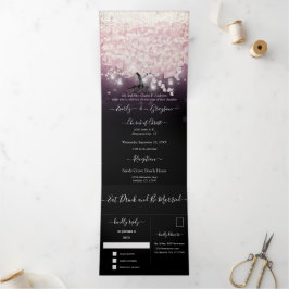 Paarse lampjes Blush roze hartwrijving Drieluik Uitnodiging