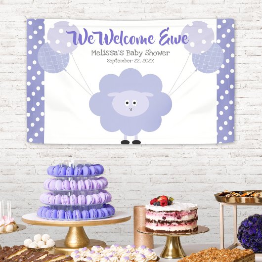 Paarse lamsballonnen Baby shower Schattige Kawaii Spandoek