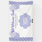 Paarse lamsballonnen Baby shower Schattige Kawaii Spandoek (Verticaal)