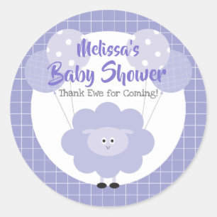 Paarse lamsvlees Baby shower dank Ewe Schattige Ka Ronde Sticker