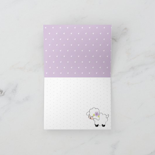 Paarse lamsvlees Baby shower dank u Bedankkaart (Binnen)