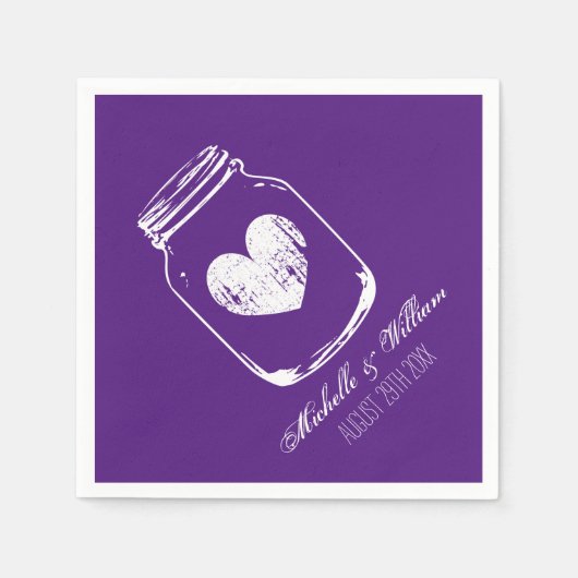 Paarse land chic mason jar bruiloft servetten (Voorkant)