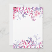 Paarse land Wildbloemen bloemenbruiloft Kaart (Achterkant)