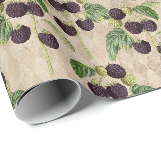 Paarse landbessen cadeaupapier (Rol Hoek)