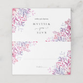 Paarse landelijke wilde bloemen bloemige bruiloft plaatskaartje (Buitenkant ongevouwen)