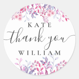 Paarse landelijke wilde bloemen ronde sticker