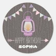 Paarse Lantaarn Camping Verjaardag Sticker