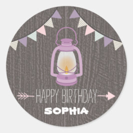 Paarse Lantaarn Camping Verjaardag Sticker