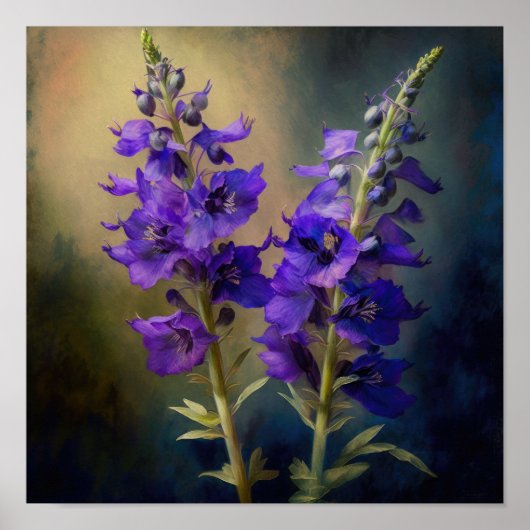 Paarse Larkspur Flower Art Print Poster (Voorkant)