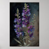 Paarse Larkspur Flower Art Print Poster (Voorkant)