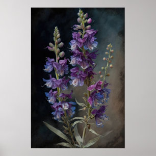 Paarse Larkspur Flower Art Print Poster