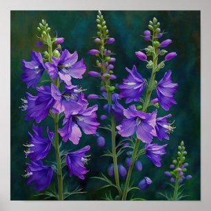 Paarse Larkspur Flower Art Print Poster