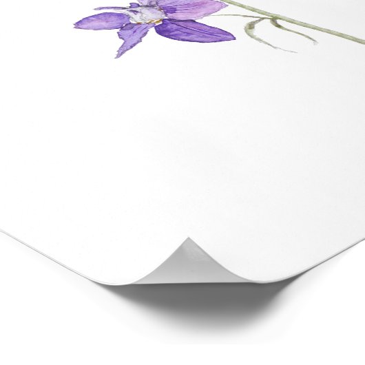 paarse larkspurs bloemen aquarel poster (Hoek)