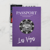 Paarse Las Vegas Passport Bewaar de datum Save The Date (Voorkant / Achterkant)