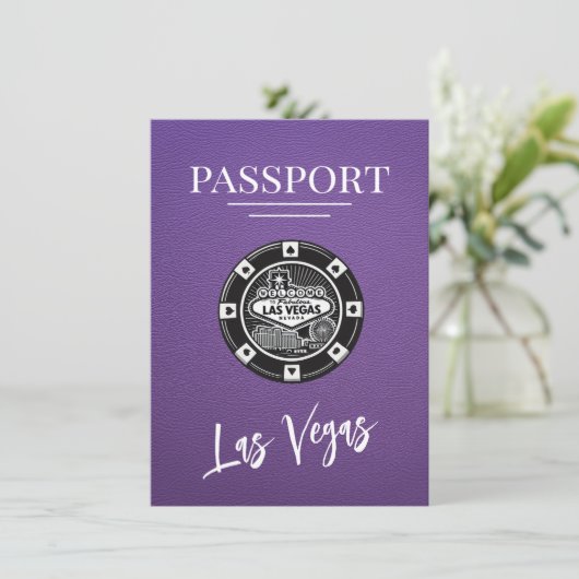 Paarse Las Vegas Passport Bewaar de datum Save The Date (Staand voorkant)