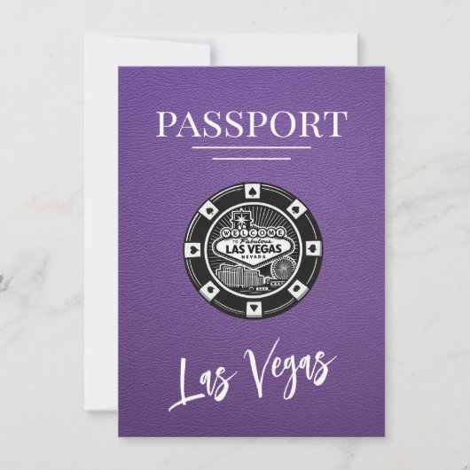 Paarse Las Vegas Passport Bewaar de datum Save The Date (Voorkant)