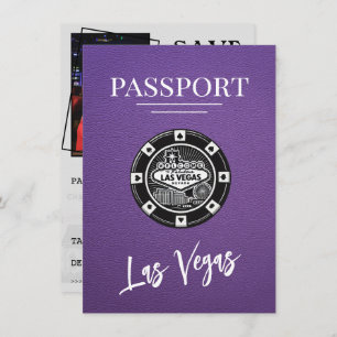 Paarse Las Vegas Passport Bewaar de datum Save The Date