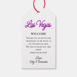 Paarse Las Vegas Sparkles Bruiloft Welkom Cadeaulabel