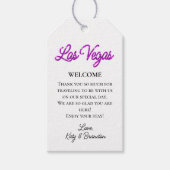 Paarse Las Vegas Sparkles Bruiloft Welkom Cadeaulabel (Voorkant)
