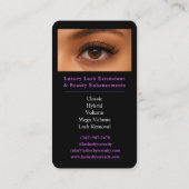 Paarse Lash Technician QR Code Zwart Luxe Schoonhe Visitekaartje (Achterkant)