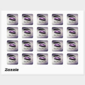 Paarse Lashes Eye Vierkante Sticker (Vel)