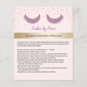 Paarse Lashes Salon Eyelash Instruction Flyer