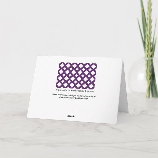 Paarse Lattice on White Bedankkaart (Achterkant)