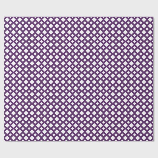 Paarse Lattice on White Cadeaupapier (Vlak)
