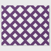 Paarse Lattice on White Cadeaupapier (Vlak)