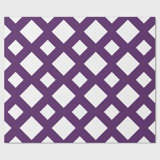 Paarse Lattice on White Cadeaupapier (Vlak)