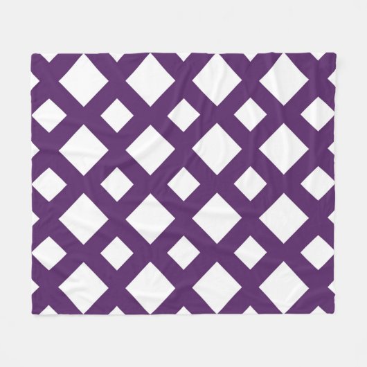 Paarse Lattice on White Fleece Deken (Voorkant (Horizontaal))