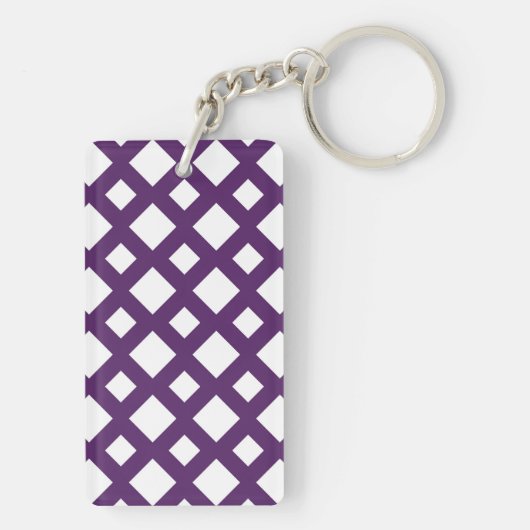 Paarse Lattice on White Sleutelhanger (achterkant)