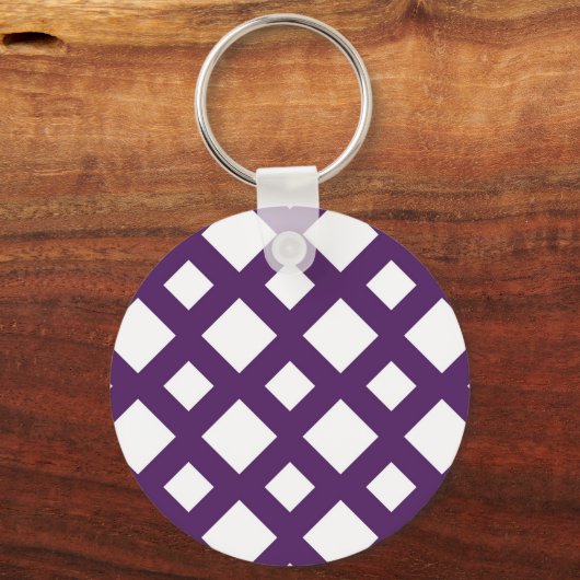 Paarse Lattice on White Sleutelhanger (Voorkant)