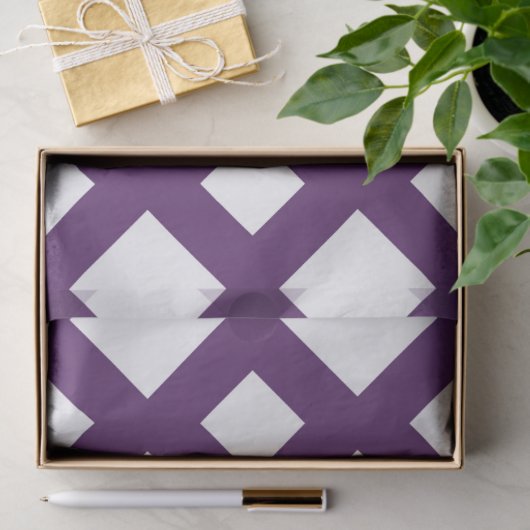 Paarse Lattice on White Tissue Paper Tissuepapier (Geschenk)