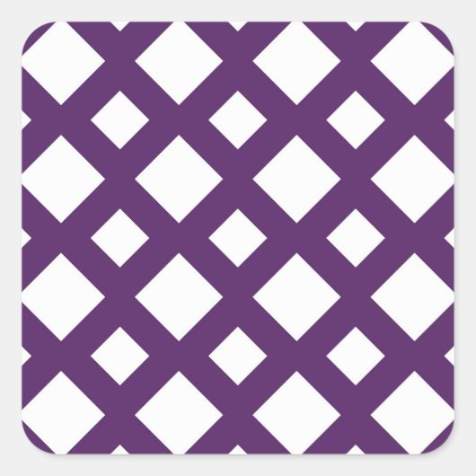 Paarse Lattice on White Vierkante Sticker (Voorkant)