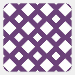 Paarse Lattice on White Vierkante Sticker