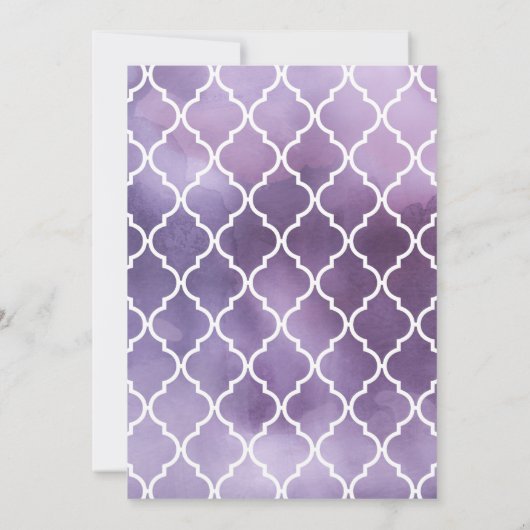 Paarse Latticework, Marokkaanse Trellis, Birthday Kaart (Achterkant)