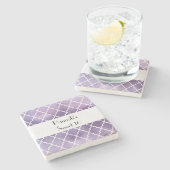 Paarse Latticework, Marokkaanse Trellis, Sweet 16 Stenen Onderzetter (Zijkant)