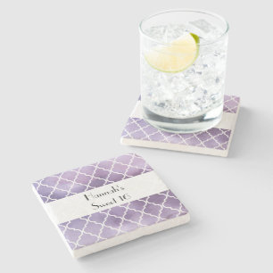 Paarse Latticework, Marokkaanse Trellis, Sweet 16 Stenen Onderzetter