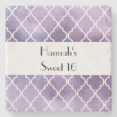 Paarse Latticework, Marokkaanse Trellis, Sweet 16 Stenen Onderzetter (Voorkant)