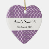 Paarse Latticework, Quatrefoil, Trellis, Sweet 16 Keramisch Ornament (Rechts)